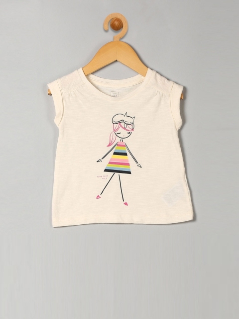 

GAP Girls Beige Printed Round Neck T-shirt