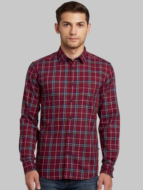

Parx Men Red & Blue Slim Fit Checked Casual Shirt
