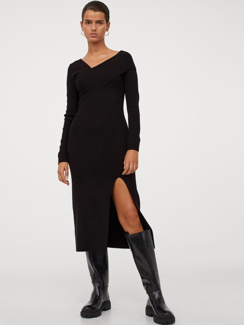 

H&M Women Black One-Shoulder Dress