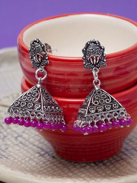 

Stoln Silver-Plated & Pink Classic Jhumkas