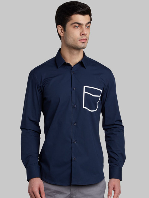 

Parx Men Blue Slim Fit Solid Casual Shirt