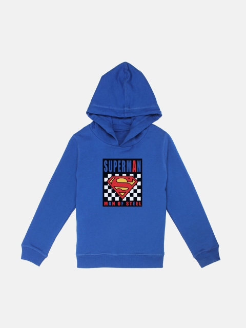 

Kids Ville Boys Blue Superman Printed Hooded Sweatshirt