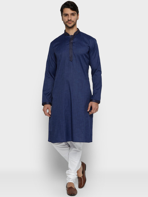 

Ethnix by Raymond Men Blue Solid Straight Kurta