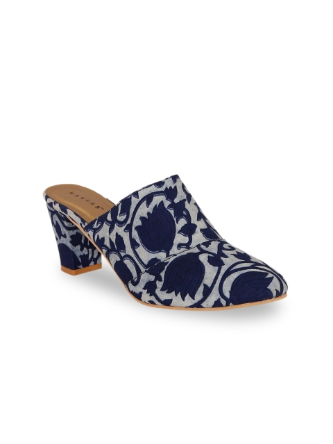 

Kanvas Women Blue Printed Peep Toes