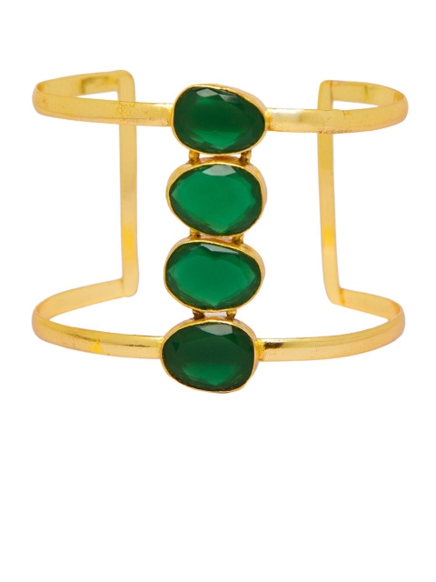 

INDYA Gold-Plated & Green Cuff Bracelet