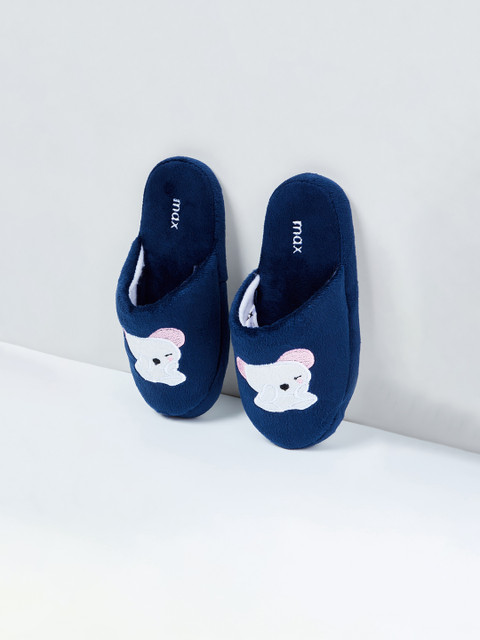 

max Girls Navy Blue Embellished Room Slippers