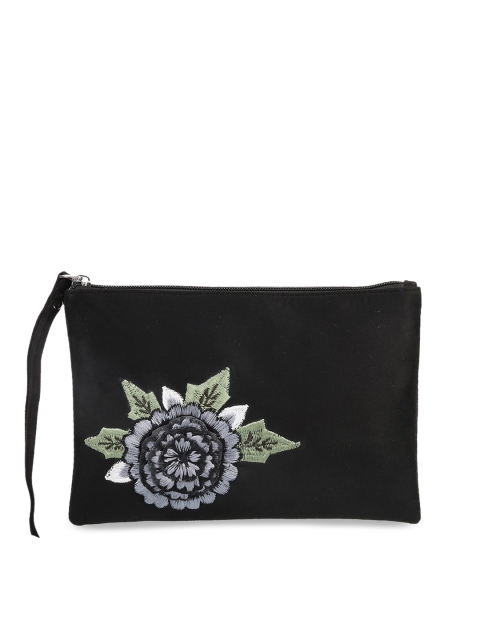 

Metro Black Embroidered Suede Purse Clutch