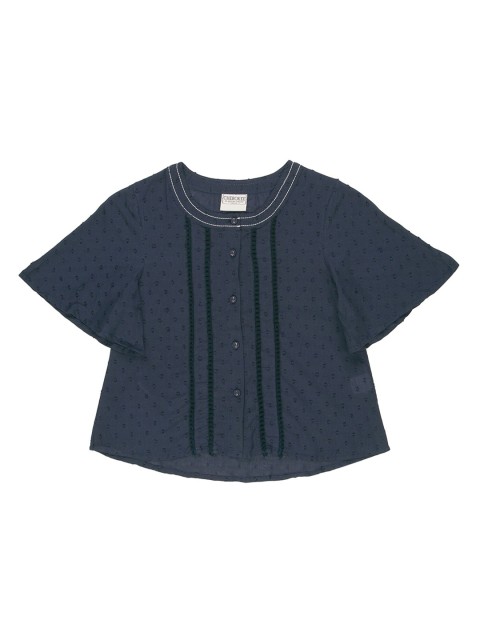 

Cherokee Girls Navy Blue Self Design A-Line Pure Cotton Top