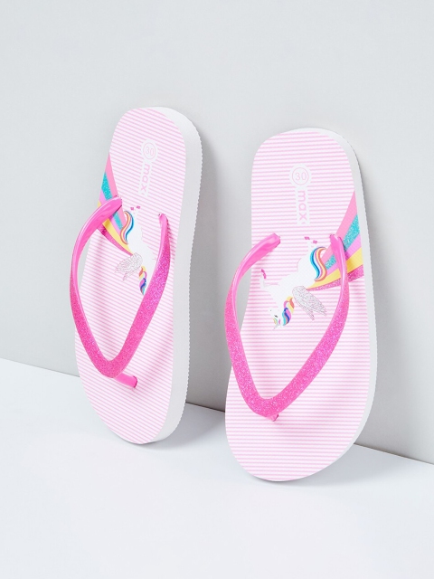 

max Girls Pink Printed Thong Flip-Flops