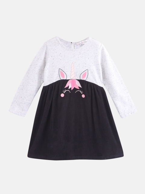 

Beebay Girls Off-White & Black Colourblocked A-Line Dress