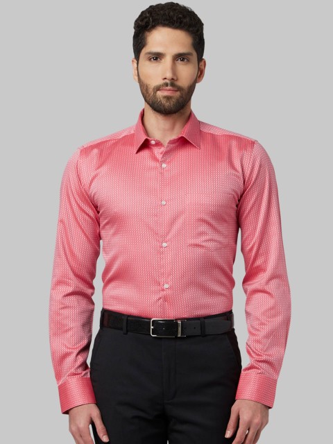 

Park Avenue Men Coral Red Slim Fit Self Design Formal Shirt