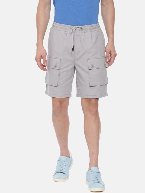 

Breakbounce Men Grey Solid Slim Fit Cargo Shorts