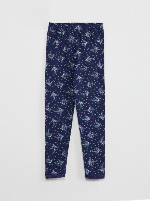 

max Girls Blue & White Printed Ankle-Length Leggings