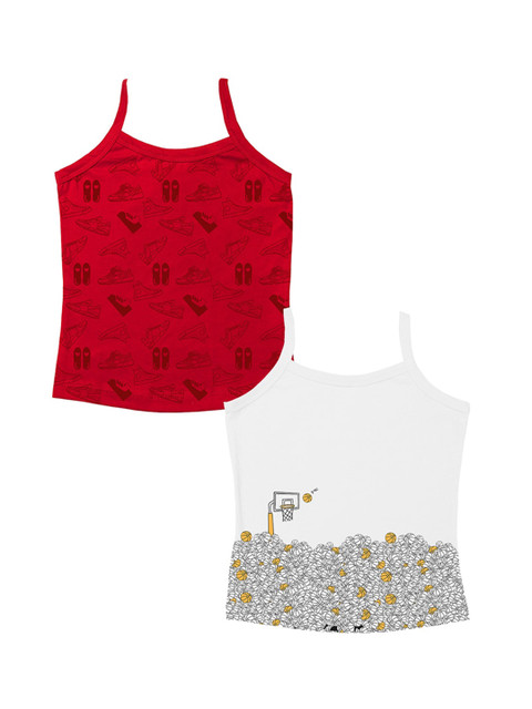 

You Got Plan B Girls Pack Of 2 Printed Outdoor Sports Innerwear Vests, Red