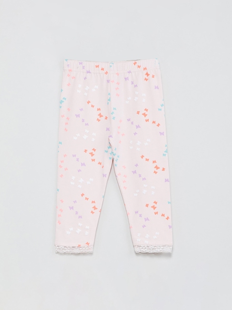 max Girls Pink Printed Ankle-Length Leggings