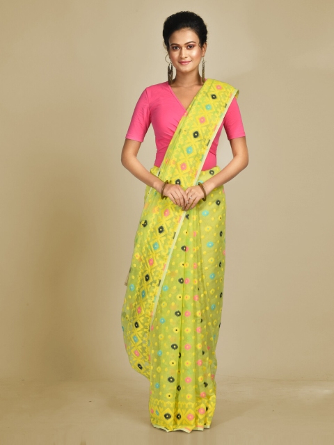 

Mitera Yellow Silk Cotton Woven Design Jamdani Saree