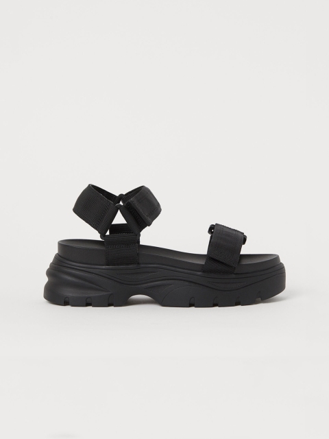 

H&M Women Black Chunky-Soled Sandals