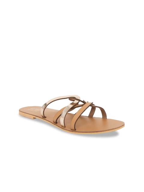 

CAI Women Beige Colourblocked PU Open Toe Flats