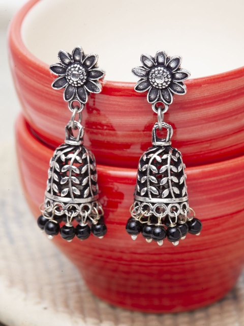 

Stoln Girls Silver-Toned Classic Oxidised Jhumkas
