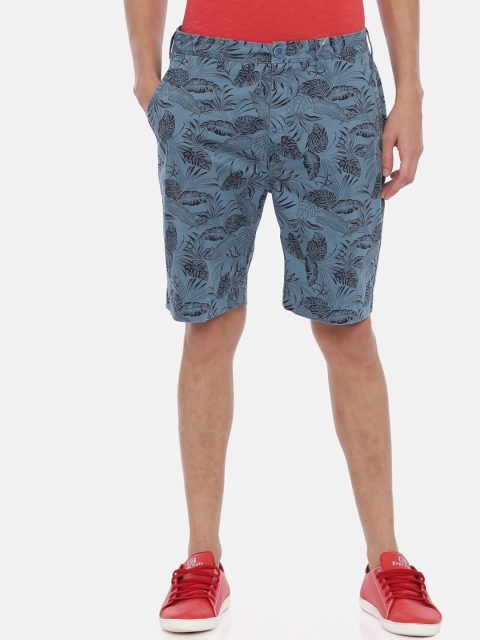 

Breakbounce Men Teal Printed Slim Fit Regular Shorts