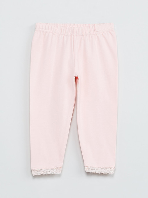 

max Infant Girls Pink Solid Ankle-Length Leggings