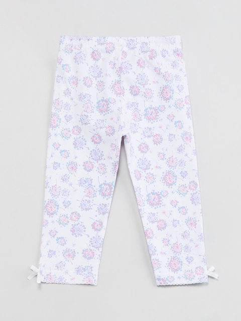 

max Girls White & Pink Printed Ankle-Length Leggings