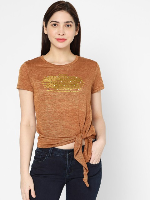 

Deal Jeans Women Brown Printed Knitted Top