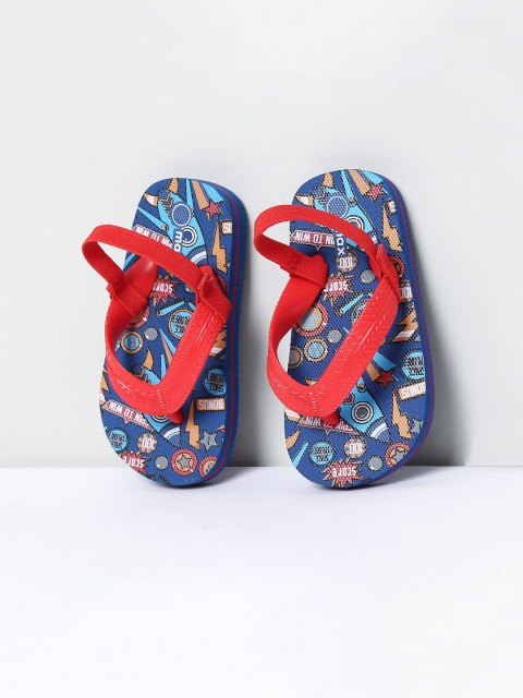 

max Boys Red & Blue Printed Thong Flip-Flops