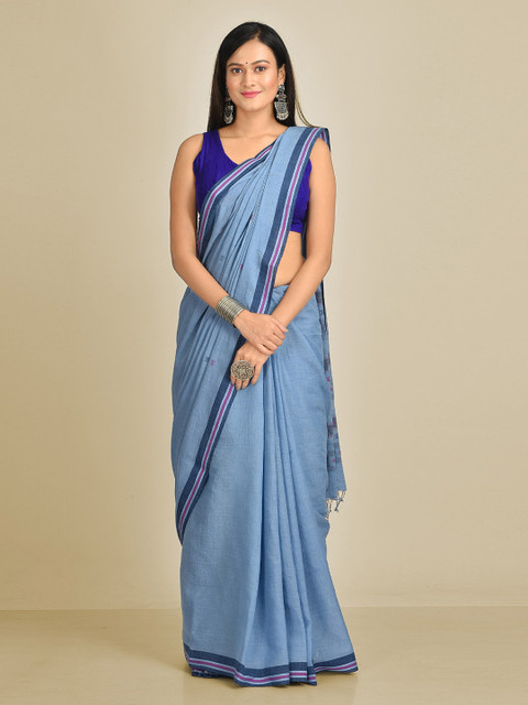 

Mitera Blue Pure Cotton Printed Taant Saree
