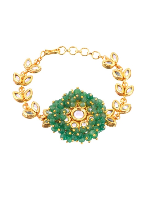 

INDYA Women Green Gold-Plated Kundan Bracelet