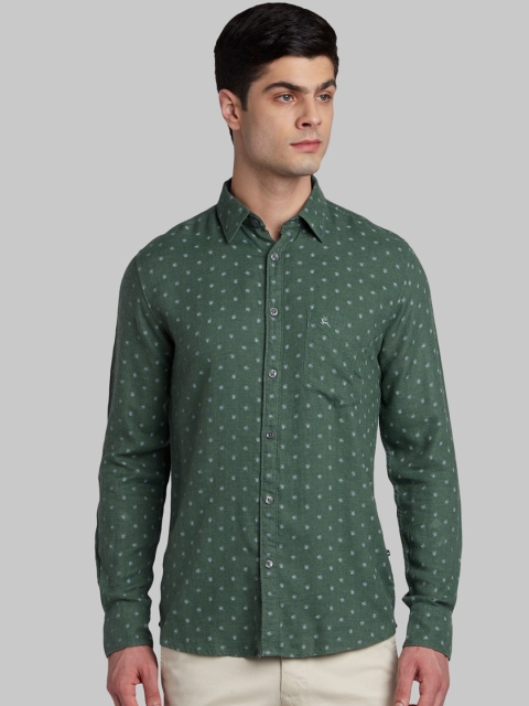 

Parx Men Green Slim Fit Printed Casual Shirt