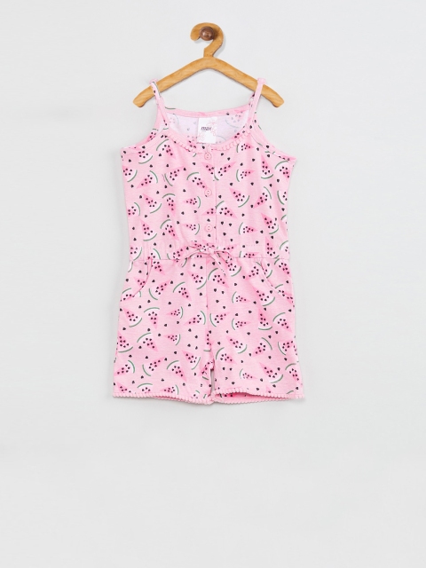 

max Infant Girls Pink & Green Printed Romper