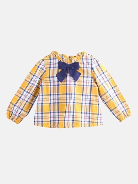

Beebay Girls Yellow Checked Pure Cotton Top