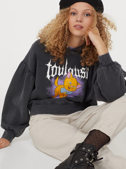 

H&M Women Black & Yellow Oversize Sweatshirt