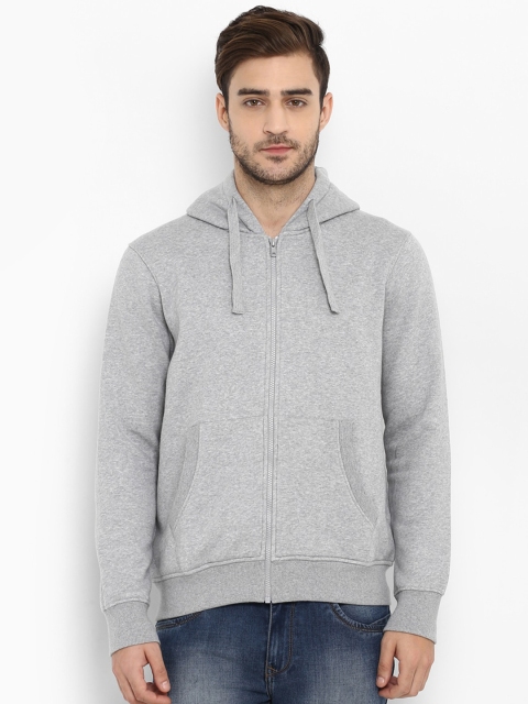 

Parx Men Grey Solid Hooded Sweatshirt