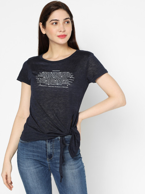 

Deal Jeans Women Navy Blue Printed Top