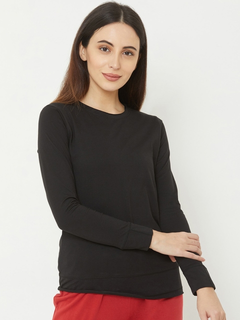 

Sweet Dreams Women Black Solid Round Neck Lounge T-shirt