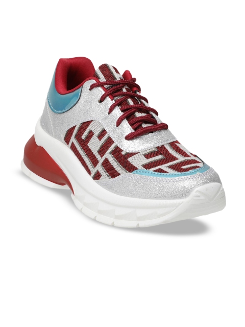 

Carlton London sports Women Maroon Colourblocked Mesh Mid-Top Sneakers