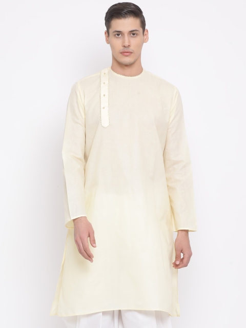 

VASTRAMAY Men Cream-Coloured Solid A-Line Kurta