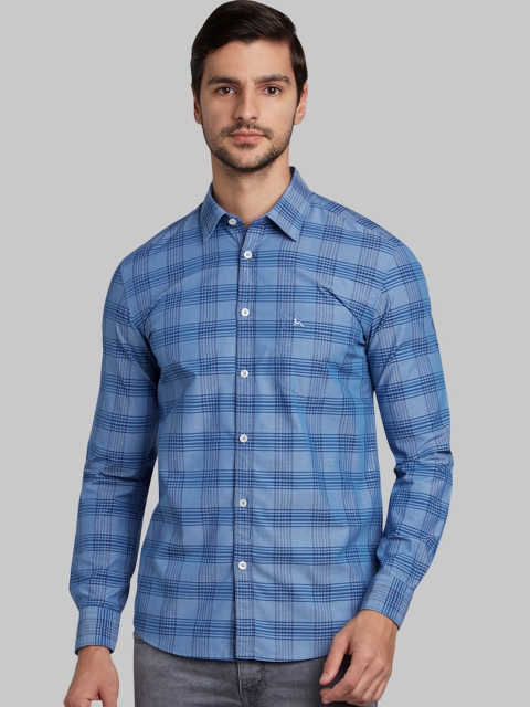 

Parx Men Blue Slim Fit Checked Casual Shirt