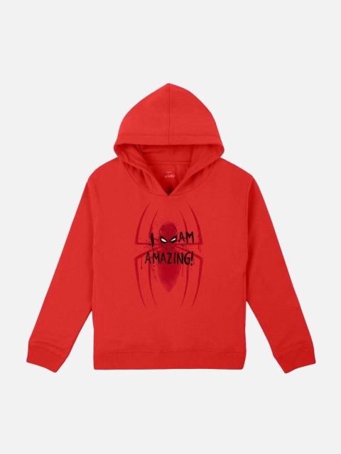 

Kids Ville Boys Red & Black Spider-Man Printed Hooded Sweatshirt