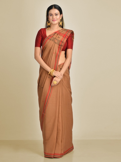 

Mitera Beige Pure Cotton Solid Taant Saree