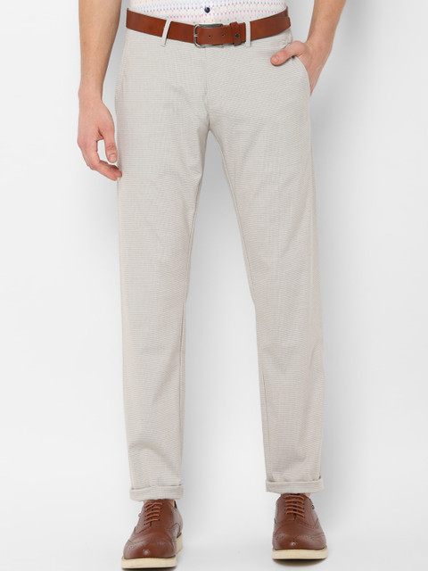 

Allen Solly Sport Men Off-White Slim Fit Self Design Regular Trousers