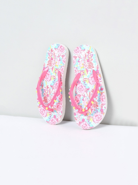 

max Girls Pink Printed Thong Flip-Flops