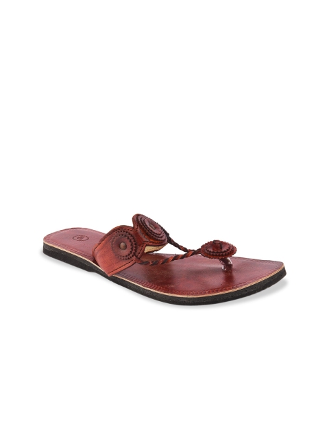 

DESI COLOUR Women Brown Solid Leather Open Toe Flats