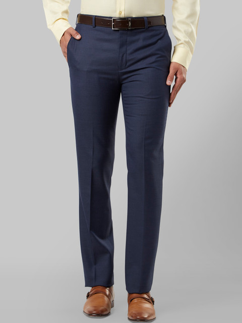 

Raymond Men Navy Blue Regular Fit Solid Regular Trousers