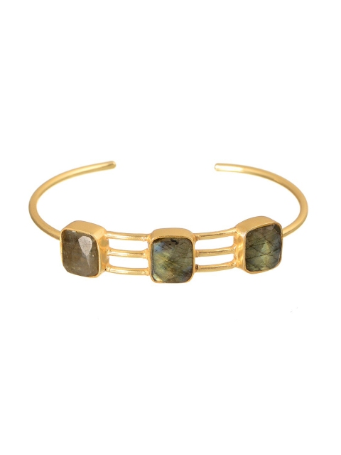 

INDYA Grey & Green Gold-Plated Cuff Bracelet