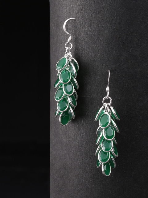 

Yellow Chimes Silver-Plated & Green Leaf Shaped Drop Earrings