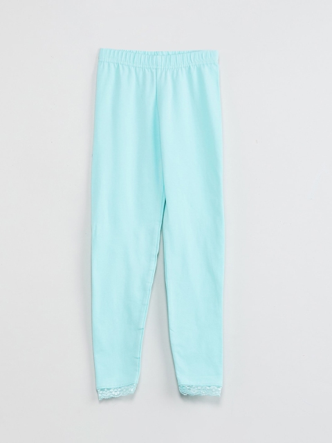 

max Girls Blue Solid Ankle-Length Leggings