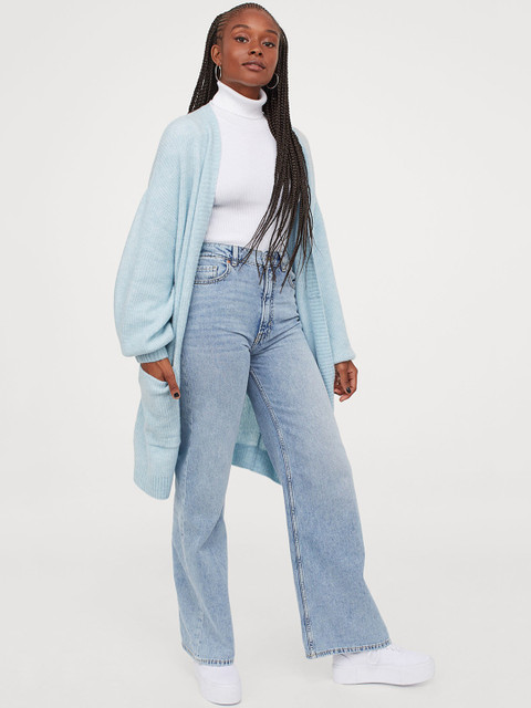 

H&M Women Blue Solid Oversize Cardigan